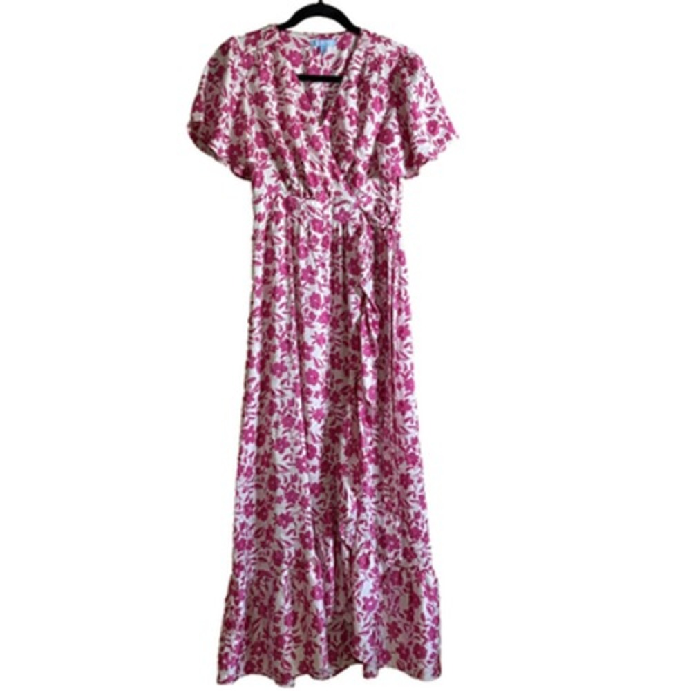 Draper James RSVP Maxi Dress XS Pink Floral Wrap Garden Floral